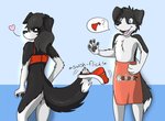 after_transformation anthro bikini border_collie bottomless canid canine canis clothed clothing collie domestic_dog duo female fox0808 heart_symbol herding_dog looking_back male mammal pastoral_dog sheepdog swimwear topless