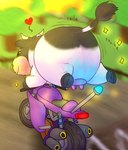 ambiguous_gender beady_eyes big_butt black_body black_eyes black_fur butt butt_jiggle detailed_background dirt_road dot_eyes emanata eyebrows facial_piercing feral fur grass heart_symbol hooves horn jiggling markings motion_blur motion_lines motion_outline motorcycle multicolored_body multicolored_fur nose_piercing nose_ring onomatopoeia outside piercing plant riding_motorcycle ring_piercing road simple_eyes sky smile solo sound_effects sparkles spots spotted_body spotted_fur tail tail_tuft teats text thin_eyebrows tree tuft two_tone_body two_tone_fur udders vehicle white_body white_fur heartdadwaggy mario_bros mario_kart mario_kart_world nintendo moo_moo_meadows_cow bovid bovine cattle mammal 2025 english_text female_(lore)