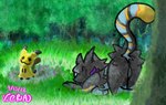 anthro basicallyshinx duo female male male/female lunarzeclipse xeranity nintendo pokemon generation_4_pokemon generation_7_pokemon luxray mimikyu pokemon_(species) hi_res