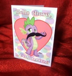 card facial_hair green_eyes holiday_card holidays male mustache photo pose pupils real slit_pupils solo standing tail text valentine's_day_card texasuberalles friendship_is_magic hasbro my_little_pony mythology valentine's_day spike_(mlp) dragon mythological_creature mythological_scalie scalie 2013 english_text