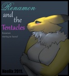 2011 anthro bandai_namco big_breasts black_sclera breasts canid canine comic digimon digimon_(species) female fur hi_res mammal neelix renamon simple_background smile solo teasing text unfinished white_body white_fur yellow_body yellow_fur