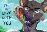 absurd_res anthro beastars canid canine canis day detailed_background fingernails hi_res hybrid lgbt_pride lgbt_pride_month male mammal nails outside paint painting_(artwork) pride_color_flag pride_colors screencap_redraw six-stripe_rainbow_pride_colors sketchotterly smile smiling_at_viewer smirk smirking_at_viewer solo wolf