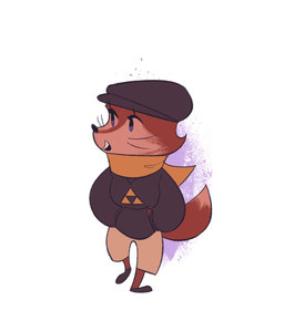 anthro biped bottomwear clothing eyelashes eyeliner flat_cap footwear hat headgear headwear hoodie makeup male pants scarf shoes solo topwear triforce triforce_symbol itsdanfango nintendo the_legend_of_zelda jackson_(itsdanfango) canid canine fox mammal 2021 hi_res