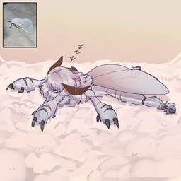 4_arms ankle_tuft antennae_(anatomy) anthro arms_out back_wings claws eyes_closed female fluffy hair leg_tuft lying markings multi_arm multi_limb neck_tuft on_front real sleeping solo spread_legs spreading striped_markings stripes tuft white_body white_hair wings warl_granada moth_girl_(warl_granada) arthropod insect lepidopteran moth 1:1 2026 absurd_res digital_drawing_(artwork) digital_media_(artwork) hi_res reference_image