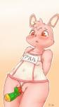 2014 arms_behind_back blush breasts clothed clothing dildo eyebrows female fur japanese_text lagomorph looking_down mammal open_mouth pink_fur pink_nose plain_background pussy pussy_juice rabbit red_eyes rigi sex_toy small_breasts solo standing sweat tears text underwear wet_pussy
Rating: Explicit
Score: 2
User: Finchmaster
Date: March 03, 2014