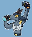 4_fingers anthro belt belt_buckle blue_background boogie_bomb bottomwear buckle clothing crop_top denim denim_bottomwear denim_clothing drinking drinking_potion ear_piercing ear_tag emanata explosives female fingers fur grenade grey_body grey_fur holding_grenade holding_object holding_potion holding_weapon hooved_fingers hooves horizontal_pupils horn jeans pants piercing potion potion_bottle pupils raised_arm shield_potion shirt simple_background solo text text_on_clothing text_on_shirt text_on_topwear topwear weapon yellow_eyes unknown_artist coffee_stain_studios epic_games fortnite goat_simulator pilgor_(goat_simulator) bovid caprine goat mammal aliasing binary_drawing digital_drawing_(artwork) digital_media_(artwork) dithering