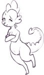 anthro belly eyebrows eyelashes eyeshadow fangs makeup raised_eyebrow slightly_chubby solo spade_tail tail teeth raljoy friendship_is_magic hasbro my_little_pony mythology spike_(mlp) dragon mythological_creature mythological_scalie scalie 2023 black_and_white monochrome sketch