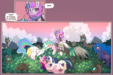animal_genitalia animal_vulva balls barely_visible_balls barely_visible_genitalia black_body blonde_hair blue_body blue_eyes blue_fur blue_hair blush clothed clothing cutie_mark dialogue egg equine_genitalia equine_teats equine_udders equine_vulva eyelashes eyes_closed feathered_wings feathers female feral fur genitals green_hair group group_pregnancy hair hole_(anatomy) hooves horn husband_and_wife long_hair male married_couple multicolored_hair outside pink_body pink_eyes pink_fur pink_hair pregnant pregnant_female pregnant_male pupils purple_body purple_fur purple_hair quadruped scarf smile speech_bubble tail teats teeth text thick_thighs udders unicorn_horn vulva white_body white_fur wings cold-blooded-twilight friendship_is_magic hasbro my_little_pony mythology princess_celestia_(mlp) princess_luna_(mlp) queen_chrysalis_(mlp) shining_armor_(mlp) twilight_sparkle_(mlp) changeling_(mlp) equid equine mammal mythological_creature mythological_equine unicorn winged_unicorn 2025 3:2 comic english_text hi_res brother_(lore) brother_and_sister_(lore) sibling_(lore) sister_(lore) sisters_(lore)