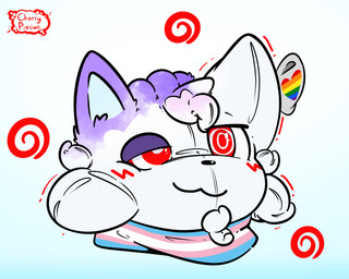 blush blush_stickers emanata gradient_background hair_color_change heart_symbol lgbt_pride lidded_eyes logo mid_transformation motion_lines multicolored_neckwear multicolored_scarf neckwear plushie plushie_tag plushie_transformation plushification pride_color_neckwear pride_color_scarf pride_colors rainbow_flag rainbow_heart rainbow_pride_flag rainbow_symbol ringed_eyes scarf simple_background smug solo swirl_emanata transformation transgender_pride_colors cherrypieowo boy_kisser_(meme) nintendo pokemon silly_cat_(mauzymice) willow_(willowpoke) animate_inanimate domestic_cat felid feline felis generation_1_pokemon living_plushie mammal pokemon_(species) vulpix 5:4 artist_logo headshot_portrait hi_res meme portrait nonbinary_(lore) trans_(lore)