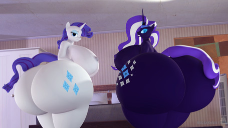 anthro anthrofied big_breasts big_butt breasts butt duo female horn huge_breasts huge_butt hyper hyper_butt looking_back nipples nude rear_view thick_thighs wide_hips pinkierawr friendship_is_magic hasbro idw_publishing my_little_pony my_little_pony_(idw) mythology nightmare_rarity_(idw) rarity_(mlp) equid equine mammal mythological_creature mythological_equine unicorn 16:9 3d_(artwork) digital_media_(artwork) hi_res widescreen