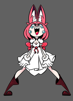 5_fingers bodily_fluids breasts cleavage clothed clothing crying dress female fingers footwear front_view gloves grey_background hair handwear inner_ear_fluff light_body light_face light_skin long_ears narrowed_eyes open_mouth open_smile pink_ears pink_hair simple_background smile solo standing tears tuft white_clothing white_dress white_gloves white_handwear white_inner_ear_fluff qwerty_soda jane_(qwerty_soda) animal_humanoid canid canid_humanoid canine canine_humanoid fox_humanoid fox_spirit humanoid mammal mammal_humanoid 2018 digital_drawing_(artwork) digital_media_(artwork) full-length_portrait hi_res portrait