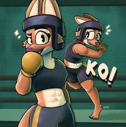 4_toes anthro barefoot boxing boxing_gloves boxing_shorts claws clothing feet female fighting_ring handwear plantigrade solo sport toe_claws toes zarksart dreamworks the_bad_guys diane_foxington absurd_res hi_res