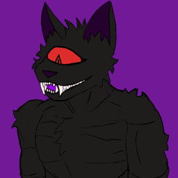1_eye anthro bared_teeth black_body black_fur fur male pupils purple_background purple_inner_ear purple_snout purple_tongue red_sclera simple_background slit_pupils solo teeth tongue abyssal_lurker lurker_(abyssal_lurker) domestic_cat felid feline felis mammal 1:1 digital_media_(artwork) hi_res ibispaint_(artwork) icon