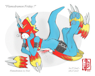 anthro armor erection male solo fennec_(artist) bandai_namco digimon mythology digimon_(species) dragon flamedramon mythological_creature mythological_scalie reptile scalie