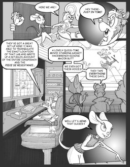 aloha_shirt anthro book bottomless bottomless_female buckteeth chair clothed clothing computer computer_mouse electronics female furniture keyboard male pattern_clothing pattern_shirt pattern_topwear security security_camera security_footage shirt smile sweater teeth topwear turtleneck ventilation_shaft chris_fischer chip_'n_dale_rescue_rangers disney dale_(disney) foxglove_(cdrr) gadget_hackwrench monterey_jack_(cdrr) sparky_(cdrr) bat chipmunk ground_squirrel mammal mouse murid murine rodent sciurid hi_res