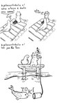 3_panel_comic ambiguous_gender communicator container cup dialogue disposable_cup feral group humor semi-anthro string text trio water jan_ke_tami cc-by creative_commons kijetesantakalu_o lipu_tenpo kijetesantakalu_(kijetesantakalu_o) waso_(kijetesantakalu_o) avian bird columbid fish mammal marine pigeon procyonid raccoon comic constructed_language monochrome toki_pona_text translated