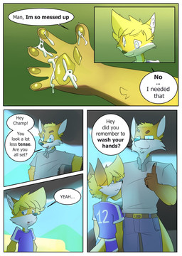 5_fingers anthro biped blonde_hair blue_eyes bodily_fluids claws clothed clothing cum dialogue duo eyebrows eyewear fingers genital_fluids glasses hair inner_ear_fluff male pawpads speech_bubble tail text tuft young young_anthro young_male galo neon_genesis_evangelion henry_(tycloud) tycloud canid canine fox mammal comic english_text hi_res multiple_scenes father_(lore) father_and_child_(lore) father_and_son_(lore) parent_(lore) parent_and_child_(lore) parent_and_son_(lore) son_(lore)
