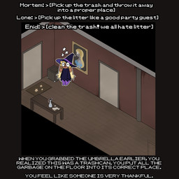 anthro clothing eyewear female furniture glasses hat haunted_house headgear headwear holidays painting table text wearing_glasses witch_costume witch_hat corruptedcryptid halloween nintendo pokemon penny_(corruptedcryptid) generation_4_pokemon lopunny pokemon_(species) english_text hi_res trans_(lore) trans_woman_(lore)