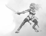 anthro areola areola_slip armor breasts clothing digitigrade_footwear digitigrade_heels female footwear fur furgonomic_footwear furgonomics hair high_heels holding_melee_weapon holding_object holding_sword holding_weapon hooves melee_weapon open_mouth shoes simple_background soleless_footwear soleless_heels solo sword teeth toeless_heels unconvincing_armor unusual_heels weapon ecmajor heavy_metal heavy_metal_(movie) taarna camel camelid mammal 2018 black_and_white digital_media_(artwork) hi_res monochrome traditional_media_(artwork)