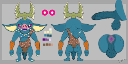 anthro anus armwear balls big_balls big_ears big_penis biped blue_body blue_skin bottomwear butt clothing erection eye_scar facial_scar genitals glans horn loincloth male male_anthro nubbed_penis penis presenting presenting_anus presenting_balls presenting_penis scar short simple_background solo spiked_balls spiked_penis spikes spikes_(anatomy) spread_anus spreading standing tusks vein veiny_penis hazed01 nintendo the_legend_of_zelda kooko_(eddiev) blin_(tloz) bokoblin 2:1 absurd_res hi_res model_sheet