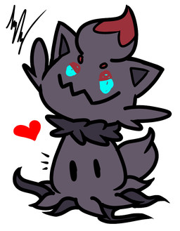ambiguous_gender black_eyes cosplay feral heart_symbol solo tentacles nightdazed nintendo pokemon generation_5_pokemon generation_7_pokemon ghost mimikyu pokemon_(species) spirit zorua