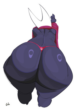 anthro bent_over big_butt black_body butt cape clothed clothing female glistening glistening_butt huge_butt mostly_nude_female presenting presenting_hindquarters red_cape red_clothing skimpy solo thick_thighs thong underwear gobsmacker hollow_knight_(franchise) team_cherry hornet_(hollow_knight) arthropod 2025 absurd_res hi_res sketch
