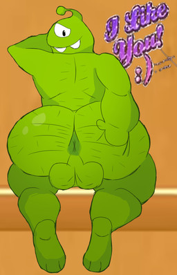 anthro anus balls bent_legs big_balls big_butt butt genitals hairy hands_behind_back kneeling male not_furry nude presenting rear_view smile solo stretched_anus toony rom4ncevisualnovel om_nom humanoid unknown_species 2026 absurd_res digital_media_(artwork) hi_res portrait