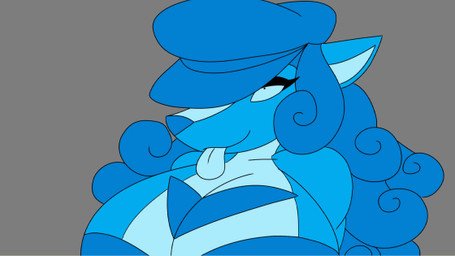 anthro big_breasts blue_body bouncing_breasts breasts cleavage clothed clothing female fur hair hat head_bob headgear headwear long_hair mind_control multicolored_body multicolored_fur simple_background snout solo symbol symbol_on_chest tongue tongue_out yellow_body howling-madfoxhatter rodi_(darkwitt) canid canine canis domestic_dog husky mammal nordic_sled_dog spitz 16:9 animated widescreen
