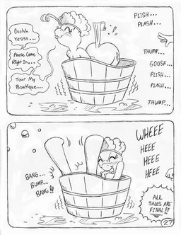 anthro bathing bathtub blush blush_lines breasts bubble bubble_bath cutie_mark dialogue duo female horn masturbation nipples obscured_face offscreen_character offscreen_female self_pleasure speech_bubble text wood_barrel wood_bath circe_(artist) friendship_is_magic hasbro my_little_pony mythology blue_nile_(mlp) rarity_(mlp) earth_pony equid equine horse mammal mythological_creature mythological_equine pony unicorn comic english_text monochrome