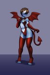 anthro blue_body blue_fur bulge covering covering_eyes covering_face fur hair male red_outfit red_tail red_wings short_hair solo tail wings bear213 mythology ryan_(bear213) dragon mythological_creature mythological_scalie scalie hi_res