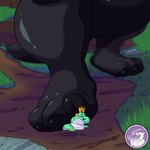 absurd_res belly black_pawpads crown feet female foot_fetish foot_play headgear hi_res hyperchibiabsol king macro male mario_bros micro nintendo overweight pawpads paws playing royalty scalie size_difference slightly_chubby under_toe yoshi