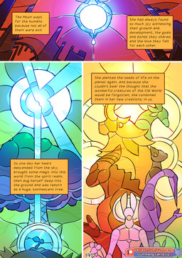ambiguous_gender anthro bodily_fluids group light lore moon moonlight plant stained_glass tears text tree zummeng ambiguous_species avian felid mammal murid murine rodent scalie 2025 comic english_text hi_res multiple_scenes