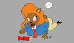 all_fours anthro breasts brown_body brown_fur clothed clothing female fur grey_background hair heart_eyes heart_symbol orange_hair short_tail simple_background solo tail terra0719 tiny_toon_adventures warner_brothers julie_bruin bear mammal