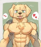 abs anthro bicep_grab biceps blush disembodied_hand ghost_hand heart_symbol male muscle_worship muscular muscular_male nipple_fetish nipple_pinch nipple_play pecs pinch solo tongue tongue_out emoster kaneinu_kosuke canid canine canis domestic_dog mammal hi_res