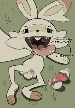 extreme_size_difference genitals male penis size_difference tongue tongue_out vore nintendo pokemon generation_8_pokemon pokemon_(species) scorbunny hi_res
