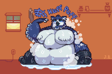 anthro beak belly belly_on_ground belly_rolls big_belly big_breasts blue_body blue_eyes blue_feathers bodily_fluids breasts breath claws excessive_sweat fanning fanning_self feathers feet female grey_body grey_feathers heat_(temperature) huge_belly huge_breasts inside morbidly_obese morbidly_obese_anthro morbidly_obese_female multicolored_body multicolored_feathers musk naturally_censored navel obese obese_anthro obese_female open_beak open_mouth overweight overweight_anthro overweight_female sitting soles solo steam sweat sweat_pool sweatdrop sweaty_arms sweaty_belly sweaty_breasts sweaty_legs two_tone_body two_tone_feathers window jellybru vellabella_(jellybru) avian bird owl 2023 digital_media_(artwork) pixel_(artwork) signature