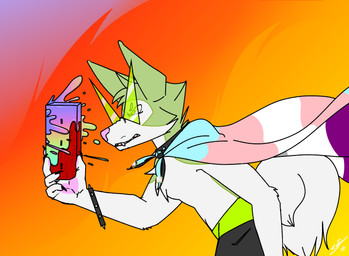 accessory ambiguous_gender anthro asexual_pride_colors black_claws bottomwear bracelet brick cape claws clothed clothing collar curled_tail eyewear facing_left fire fire_background flag_cape fur glasses green_body green_fur heart_pawpads holding_brick jewelry lgbt_pride paint pants pawpads pin_accessory pin_button pink_nose pink_pawpads pride_colors shirtless simple_background snarling solo spiked_bracelet spiked_collar spikes sunglasses symbolism tail topless transgender_pride_colors triangle_glasses white_body white_fur sillydraco byte_fantail_(character) canid canine canis domestic_dog husky mammal nordic_sled_dog spitz hi_res andromorph_(lore)