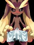 :3 anthro big_eyes black_background black_sclera blush bodily_fluids brown_body brown_fur chobonolly covering covering_crotch covering_erection covering_penis cum erection erection_under_towel front_view fur generation_4_pokemon genital_fluids genitals hi_res holding_object holding_towel looking_at_viewer lopunny male nintendo orgasm orgasm_face penis pink_eyes pink_nose pokemon pokemon_(species) portrait scrunchy_face shaded shaking simple_background solo standing tears tenting three-quarter_portrait towel towel_on_penis wet_towel