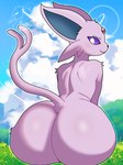 ambiguous_gender anthro big_butt blush butt butt_focus fur huge_butt light looking_at_viewer looking_back outline pokemorph solo sun sunlight thick_thighs wide_hips sultryswan nintendo pokemon eeveelution espeon generation_2_pokemon pokemon_(species) 2025 3:4 digital_media_(artwork) hi_res signature