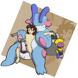accessory anthro anus blue_eyes bodily_fluids bottomwear bound clothed clothed/nude clothing cum cum_in_milking_machine cum_in_mouth cum_inside cum_transfer cum_tube dominant dominant_anthro dominant_male feeding_tube female force_feeding force_feeding_bodily_fluids forced genital_fluids genitals green_eyes group hands_tied headband humanoid_genitalia humanoid_penis interspecies machine male male/female male/male male_dominating_female male_dominating_male medical_instrument milking_machine milking_machine_on_male navel nude orgasm penile penis penis_milking penis_milking_machine pokephilia scientific_instrument shorts submissive submissive_anthro submissive_female submissive_human submissive_male tapering_penis trio tube_gag yellow_eyes obscenecanary nintendo pokemon amphibian generation_3_pokemon generation_4_pokemon human mammal mustelid pokemon_(species) shiny_pokemon swampert weavile 1:1 hi_res