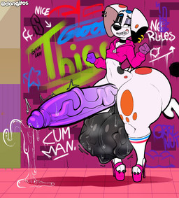 3_toes 4_fingers anthro balls bedroom_eyes big_balls big_butt big_penis bite biting_lip biting_own_lip bodily_fluids bottom_heavy bottomless bottomless_gynomorph bottomless_intersex braces brick_wall butt choker claws clothed clothing ear_piercing ear_ring feet fingers fist flat_chested footwear genital_fluids genitals glory_hole graffiti gynomorph high_heels hoodie huge_balls huge_butt huge_penis hyper hyper_balls hyper_butt hyper_genitalia hyper_penis intersex jewelry leaking_precum looking_at_viewer lustful_gaze narrowed_eyes necklace nipple_outline pear-shaped_figure penis piercing precum public public_nudity retracted_balls ring_piercing saggy_balls scrotum_flap seductive self_bite shoes socks solo sweat sweaty_balls sweaty_genitalia sweaty_penis thick_thighs toe_claws toeless_legwear toes topwear vein veiny_balls veiny_penis wall_(structure) wide_hips dongitos 101_dalmatian_street 101_dalmatians disney da_vinci_(101_dalmatians) canid canine canis dalmatian domestic_dog mammal 2025 hi_res