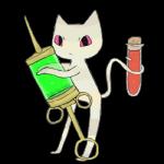 female looking_at_viewer pink_eyes simple_background solo syringe transparent_background vial deat-by-sake adventure_time cartoon_network me-mow domestic_cat felid feline felis mammal 1:1 alpha_channel low_res