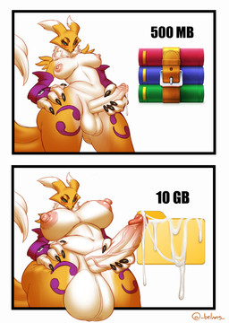 4_fingers anthro areola armwear balls balls_expansion big_balls big_breasts big_penis bodily_fluids breast_expansion breasts claws clothing cum elbow_gloves expansion eyelashes finger_claws fingers foreskin fur genital_expansion genital_fluids genitals glans glistening glistening_areola glistening_genitalia glistening_glans glistening_nipples glistening_penis gloves gynomorph hand_on_hip handwear holding_penis huge_balls huge_breasts huge_penis intersex looking_at_viewer nipples nude penis penis_expansion pink_nipples simple_background small_waist solo standing thick_thighs vein veiny_penis white_background white_balls white_body white_breasts white_fur white_penis wide_hips yellow_body yellow_fur belms bandai_namco decompressed_file_meme digimon winrar digimon_(species) renamon 2026 absurd_res digital_media_(artwork) hi_res meme