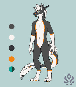 2_horns 4_toes anthro barely_visible_pawpads biped black_claws blue_background blue_eyes blue_sclera claws collarbone color_swatch countershade_face countershade_fur countershade_neck countershade_tail countershade_torso countershading digitigrade ears_up featureless_crotch feet fingers front_view fur gloves_(marking) grey_body grey_fur grey_horn hair horn inner_ear_fluff leg_markings logo looking_aside male mane markings mouth_closed multicolored_body multicolored_fur navel nude orange_pawpads pawpads pecs pointy_ears prick_ears simple_background smooth_horn snout socks_(marking) solo standing straight_horn tail tail_tuft tapering_tail toe_claws toes tuft white_body white_countershading white_feet white_fur white_hair white_hands white_inner_ear_fluff white_mane white_tail_tuft jadedragoness mythology r'hael dragon eastern_dragon furred_dragon furred_scalie mythological_creature mythological_scalie scalie wingless_dragon 2018 artist_logo digital_drawing_(artwork) digital_media_(artwork) flat_colors full-length_portrait model_sheet portrait