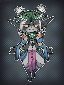 clothed clothing dotted_background ear_piercing ear_ring female grey_hair hair headgear headwear jewelry markings multicolored_body pattern_background piercing ring_piercing simple_background two_tone_body white_hair yellow_sclera gramdraw nintendo tears_of_the_kingdom the_legend_of_zelda twilight_princess midna mineru imp 3:4 hi_res