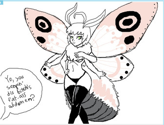 antennae_(anatomy) arthropod_abdomen breasts clothed clothing female green_eyes insect_wings looking_at_viewer multi_limb solo topless under_boob wings unknown_artist animal_humanoid arthropod arthropod_humanoid humanoid insect insect_humanoid lepidopteran lepidopteran_humanoid moth moth_humanoid venezuelan_poodle_moth winged_humanoid