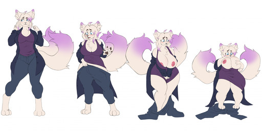 2_tails 3_toes 5_fingers anthro areola basic_sequence big_breasts blue_eyes blush bottomwear breast_expansion breast_grab breasts cleavage clothed clothed_anthro clothed_female clothing curvy_figure embarrassed expansion eyebrows feet female fingers four_frame_sequence fully_clothed fully_clothed_anthro fully_clothed_female fur hand_on_breast hip_expansion holding_breast huge_breasts linear_sequence multi_tail nipples pants shirt short_stackification shortstack shrinking simple_background size_transformation solo tail thick_thighs toes topwear transformation transformation_sequence voluptuous white_background white_body white_fur wide_hips jokku canid canine fennec_fox fox mammal true_fox 2022 digital_drawing_(artwork) digital_media_(artwork) english_description hi_res