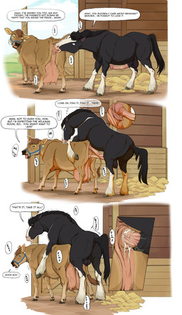 anatomically_correct anatomically_correct_anus anatomically_correct_genitalia anatomically_correct_penis anatomically_correct_vulva animal_genitalia animal_penis animal_vulva anus backsack balls bodily_fluids bovine_genitalia bovine_teats bovine_udders bovine_vulva butt cum cum_in_vagina cum_inside cunnilingus dialogue duo equine_anus equine_genitalia equine_penis erection feathering female female_feral female_penetrated feral feral_on_feral feral_penetrated feral_penetrating feral_penetrating_feral flared_penis fur genital_fluids genitals halter hooves interspecies male male/female male_feral male_penetrating male_penetrating_female medial_ring oral penetration penile penile_penetration penis penis_in_vagina pink_anus pink_teats pink_udders pink_vulva precum precum_squirt puffy_anus quadruped realistic_feral rear_view scrotum_flap sex sheath standing tail teats text top_hole udders unguligrade vaginal vaginal_penetration vein veiny_penis veiny_teats veiny_udders vulva shebeast bovid bovine cattle draft_horse equid equine horse mammal 2026 absurd_res comic digital_drawing_(artwork) digital_media_(artwork) english_text hi_res
