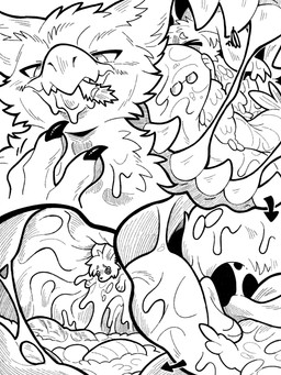 accessory anthro bodily_fluids digestion duo eating extreme_size_difference food furgonomics inside_mouth inside_stomach jewelry kemono looking_at_another male ring saliva size_difference sushi tail tail_accessory tail_jewelry tail_ring vore tianhua capcom monster_hunter mythology avian canid canine flying_wyvern fox mammal nargacuga 2025 3:4 black_and_white comic hi_res monochrome