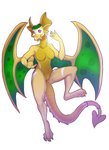 3_toes 5_fingers anthro breasts featureless_breasts featureless_crotch feet female fingers markings neomorph_(neopets) non-mammal_breasts red_eyes solo toes white_markings wreath yellow_body celestina neopets draik_(neopets) island_neopet neopet_(species) absurd_res hi_res source_request